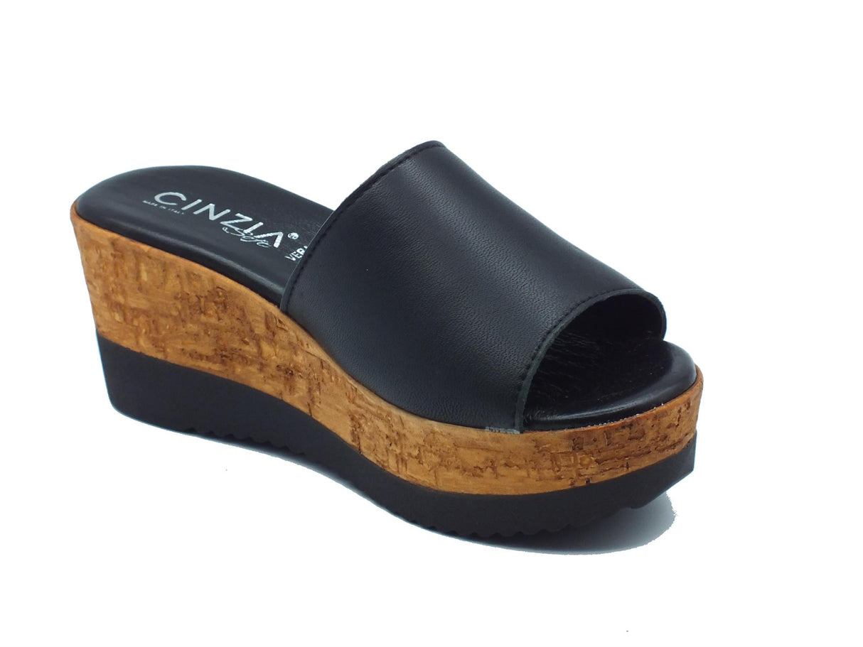Cinzia Soft Cinzia Soft IAF52331 Nero Sandali Scalsati per Donna in pelle zeppa alta Nero