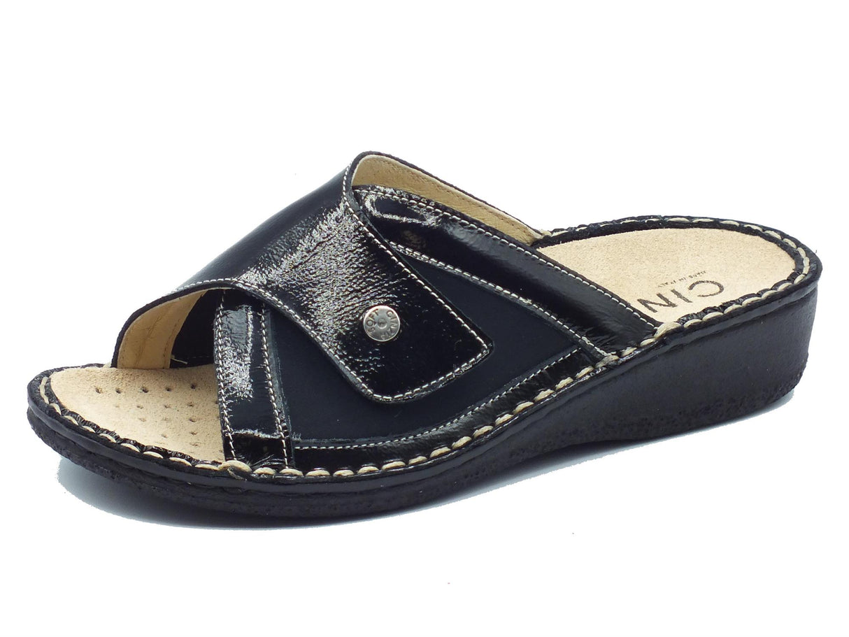 Cinzia Soft Cinzia Soft IM24200 Nero Ciabatte per Donna in pelle e tessuto elasticizzato con strappo Nero