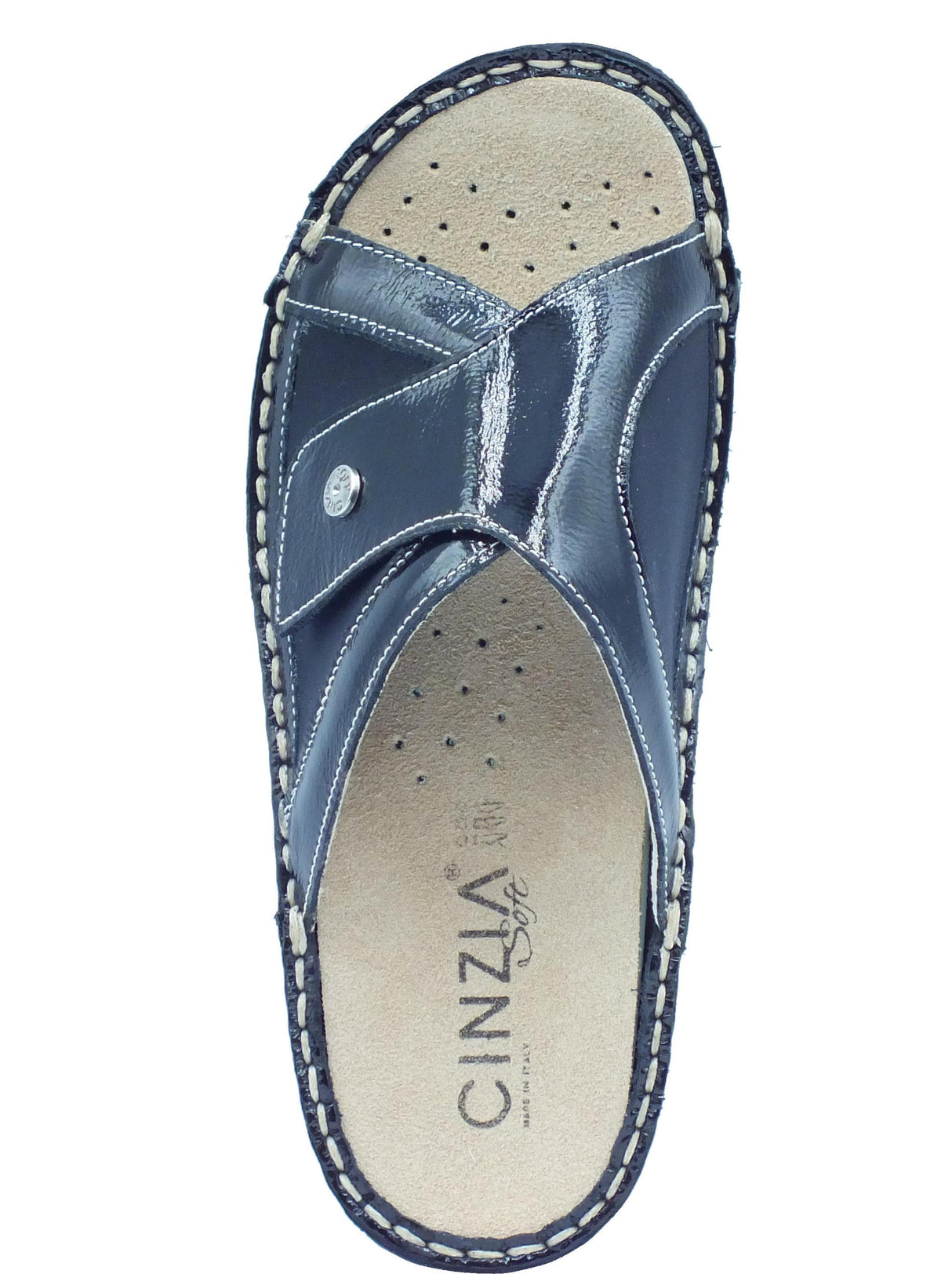 Cinzia Soft Cinzia Soft IM24200 Nero Ciabatte per Donna in pelle e tessuto elasticizzato con strappo Nero