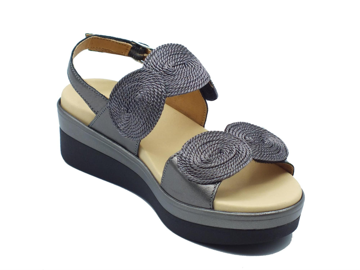 Cinzia Soft Cinzia Soft IO10687 Canna Fucile Sandali Confort Donna in pelle zeppa media doppio stretch Canna Fucile