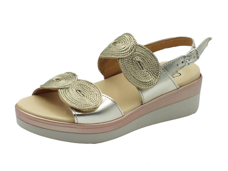 Cinzia Soft Cinzia Soft IO10687 Platino Sandali Confort Donna in pelle zeppa media doppio stretch Platino