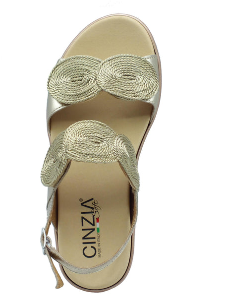 Cinzia Soft Cinzia Soft IO10687 Platino Sandali Confort Donna in pelle zeppa media doppio stretch Platino