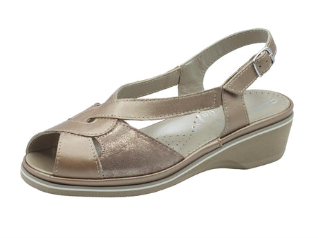 Cinzia Soft Cinzia Soft IP1Mary Oro Sandali Confort Donna in pelle zeppa bassa Oro