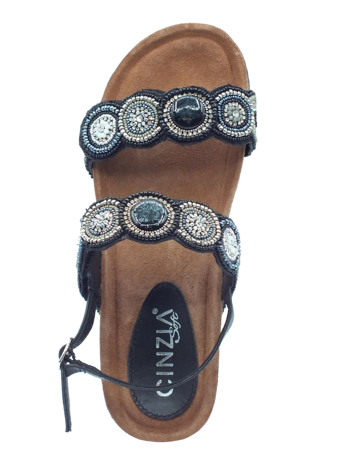 Cinzia Soft Cinzia Soft IT1014 Black Silver Sandali per Donna con perline nere ed argento zeppa bassa Black Silver