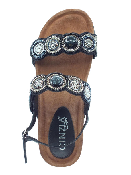 Cinzia Soft Cinzia Soft IT1014 Black Silver Sandali per Donna con perline nere ed argento zeppa bassa Black Silver