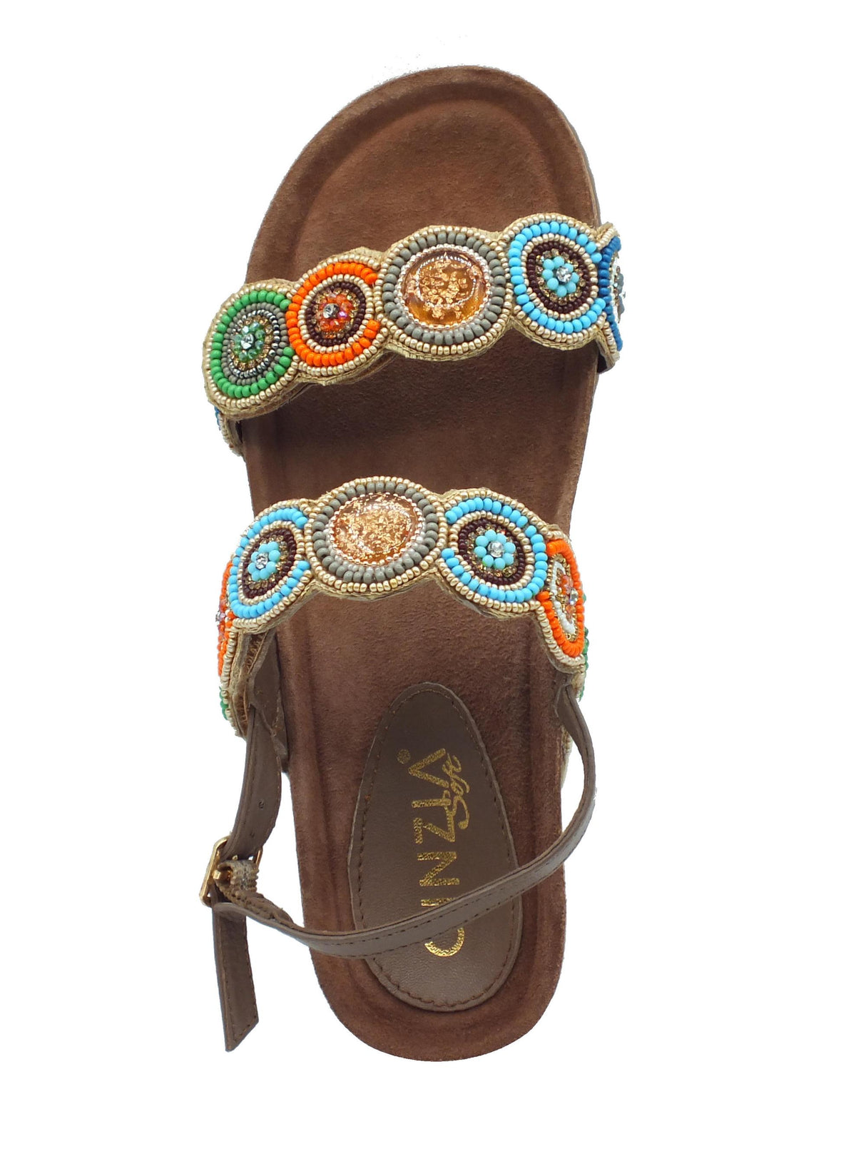 Cinzia Soft Cinzia Soft IT1014 Taupe Multi Sandali per Donna con perline multicolore zeppa bassa Taupe Multi