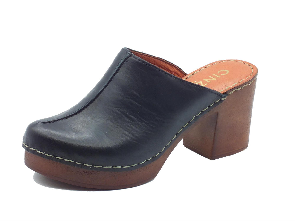 Cinzia Soft Cinzia Soft PQ1143624 Black Sabot per Donna con tacco e plateau in pelle Black