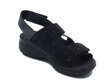 ENVAL Soft ENVAL Soft 5778800 Naplak Nero Sandali Confort per Donna in pelle verniciata con zeppa bassa Nero