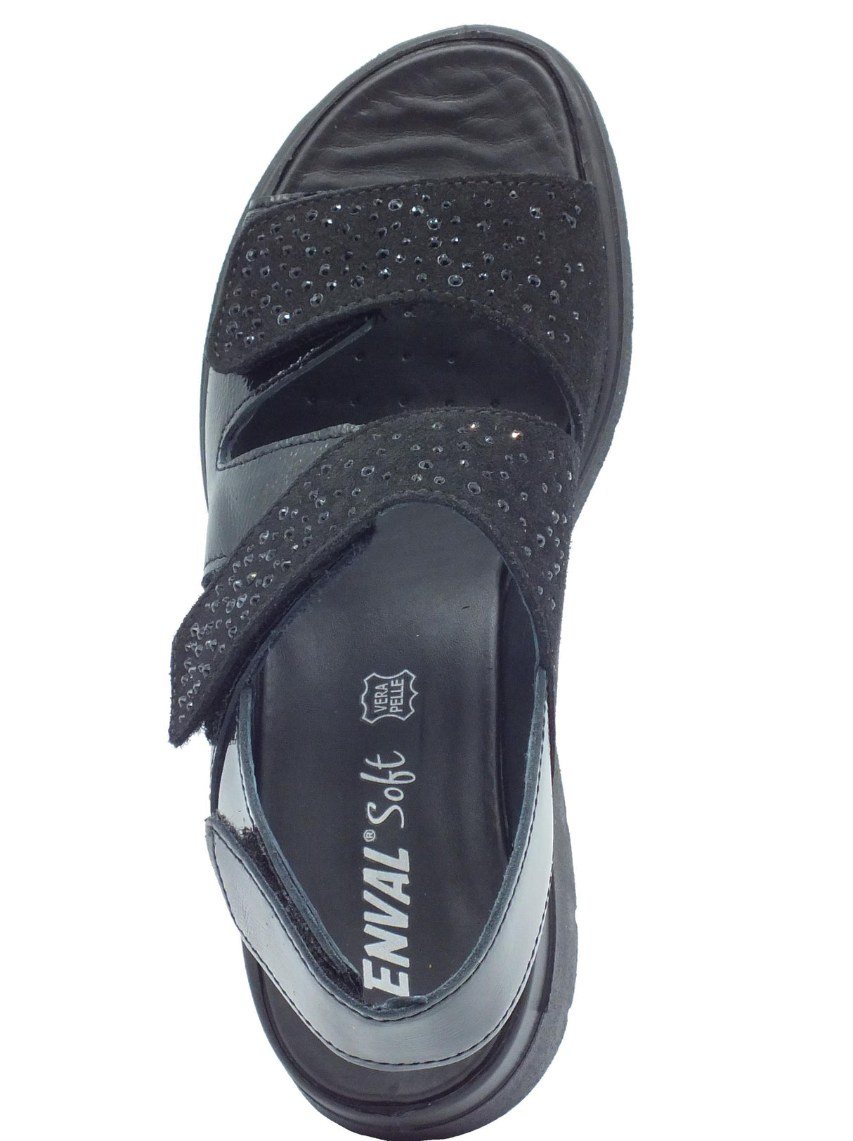 ENVAL Soft ENVAL Soft 5778800 Naplak Nero Sandali Confort per Donna in pelle verniciata con zeppa bassa Nero