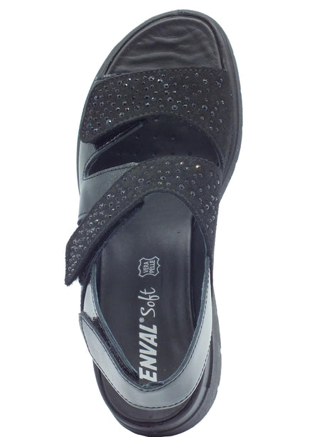 ENVAL Soft ENVAL Soft 5778800 Naplak Nero Sandali Confort per Donna in pelle verniciata con zeppa bassa Nero
