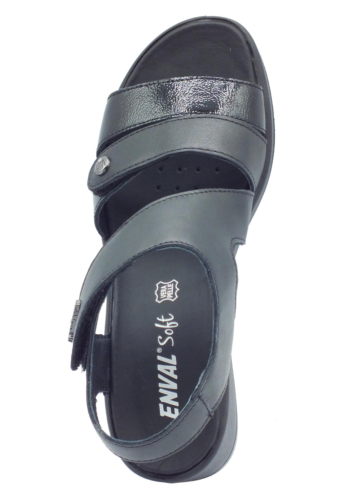 ENVAL Soft ENVAL Soft 5781000 Nappa Soft Nero Sandali Confort per Donna in pelle verniciata con zeppa alta Nero