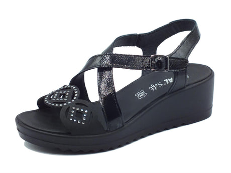 ENVAL Soft ENVAL Soft 5781200 Naplak Nero Sandali Confort per Donna in pelle verniciata con zeppa alta Nero