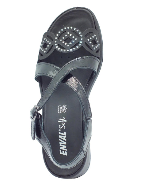 ENVAL Soft ENVAL Soft 5781200 Naplak Nero Sandali Confort per Donna in pelle verniciata con zeppa alta Nero