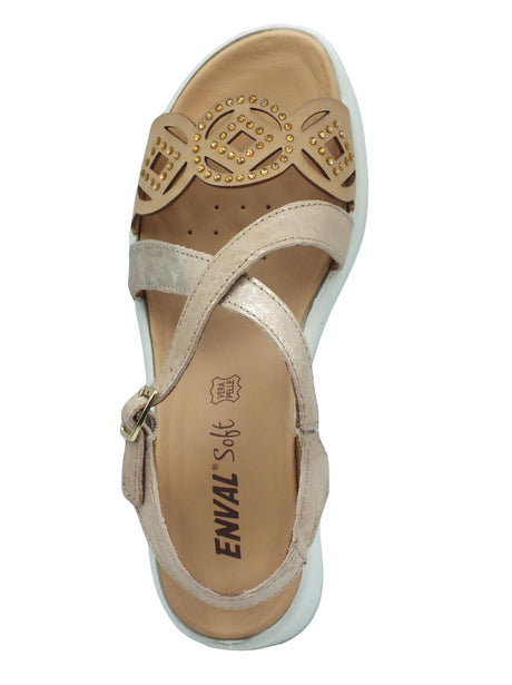 ENVAL Soft ENVAL Soft 5781233 Capra Sabbia Sandali Confort per Donna in pelle con zeppa media Sabbia