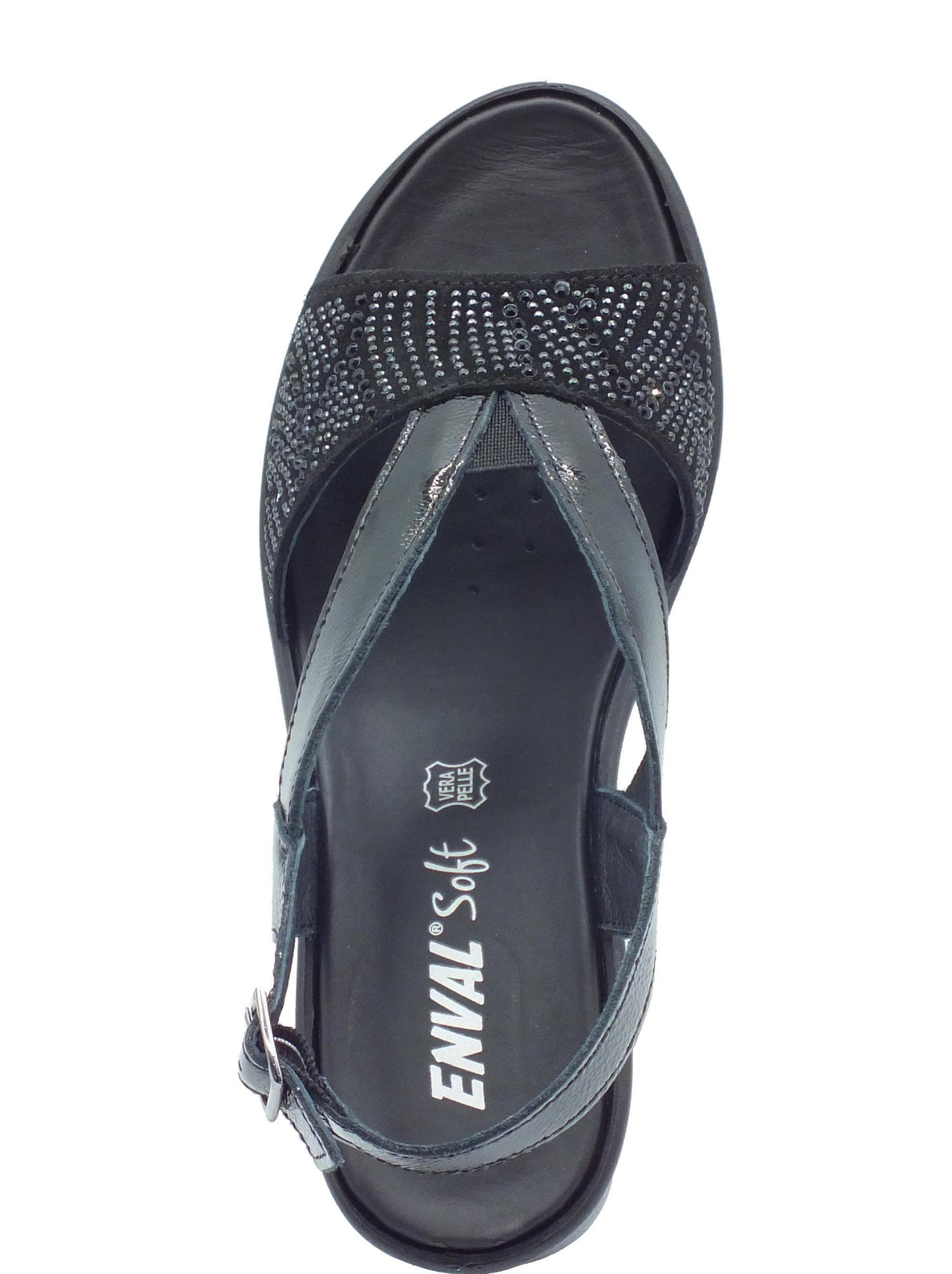ENVAL Soft ENVAL Soft 5786000 Naplak Nero Sandali Confort per Donna in pelle verniciata con zeppa alta Nero