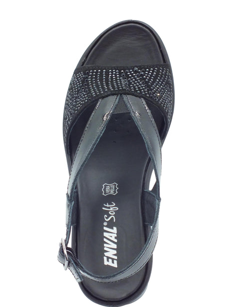 ENVAL Soft ENVAL Soft 5786000 Naplak Nero Sandali Confort per Donna in pelle verniciata con zeppa alta Nero