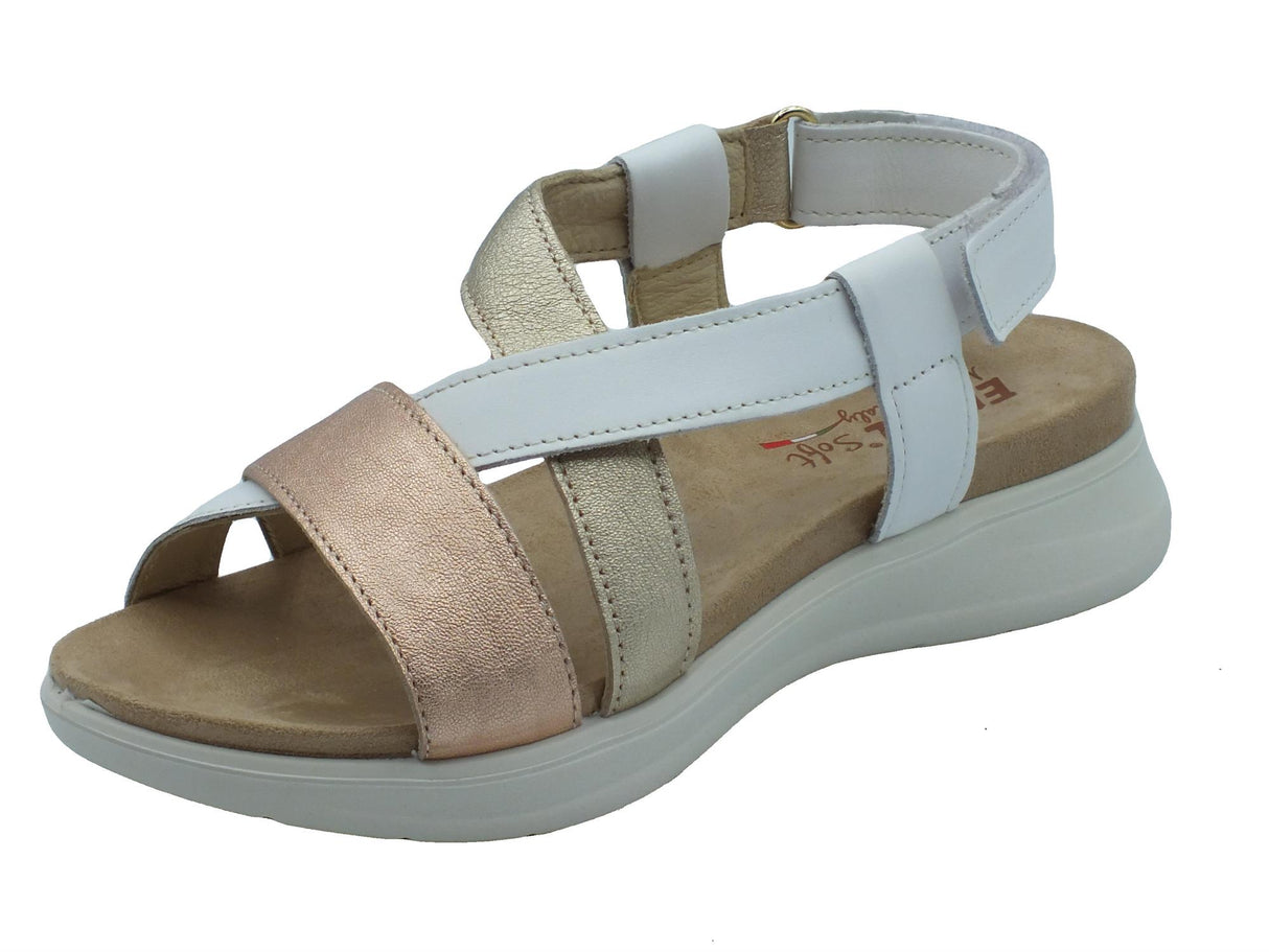 ENVAL Soft ENVAL Soft 5788511 Nappa Bianco Sandali Confort per Donna in pelle con chiusura a strappo Bianco