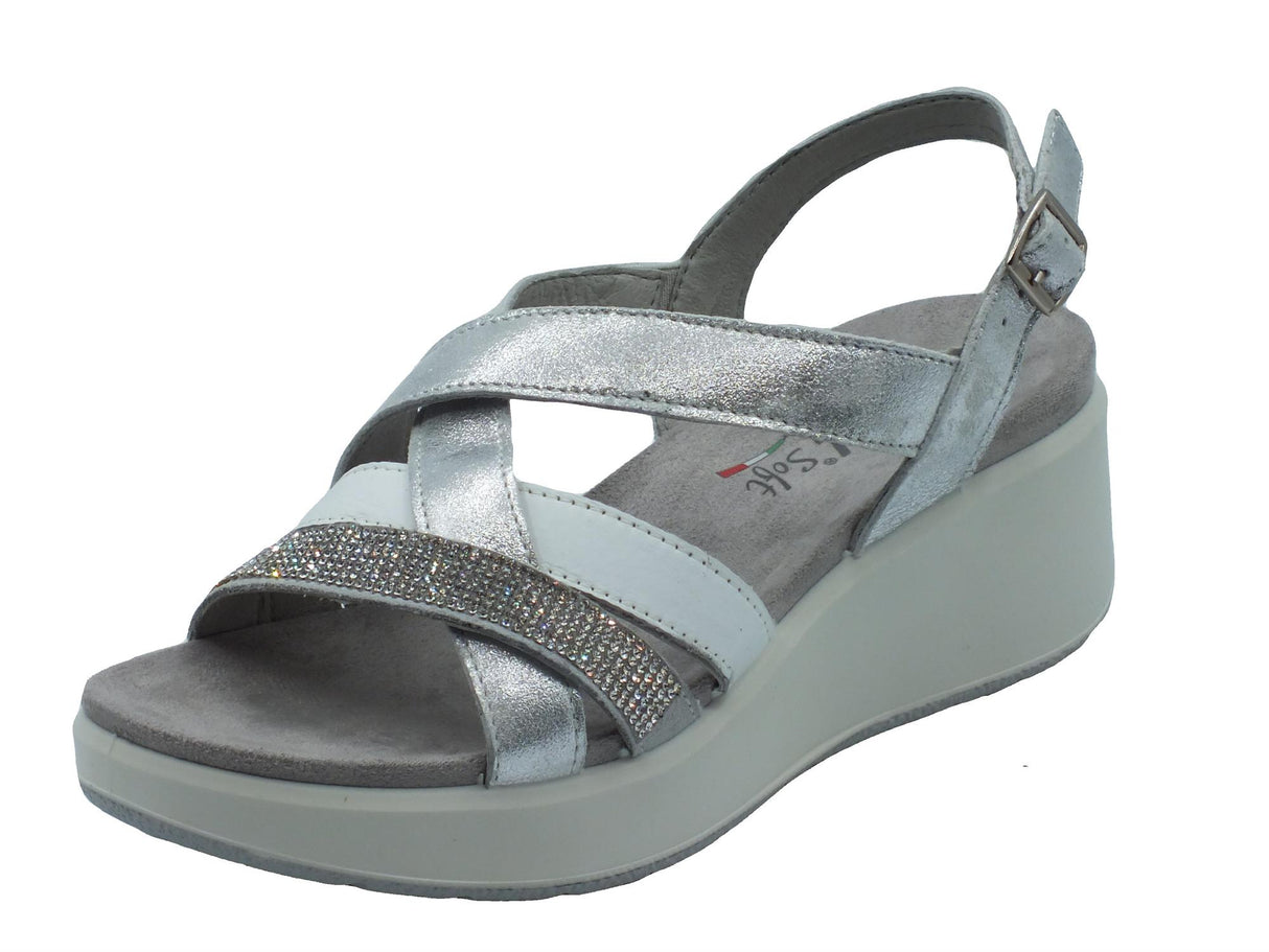 ENVAL Soft ENVAL Soft 5795911 Capra Bianco Sandali Confort per Donna in pelle con zeppa alta Bianco