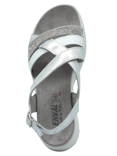 ENVAL Soft ENVAL Soft 5795911 Capra Bianco Sandali Confort per Donna in pelle con zeppa alta Bianco