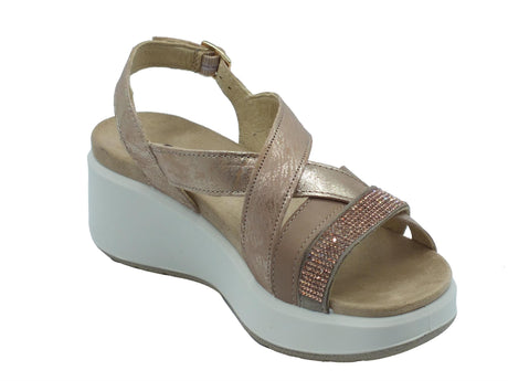 ENVAL Soft ENVAL Soft 5795922 Capra Sabbia Sandali Confort per Donna in pelle con zeppa alta Sabbia