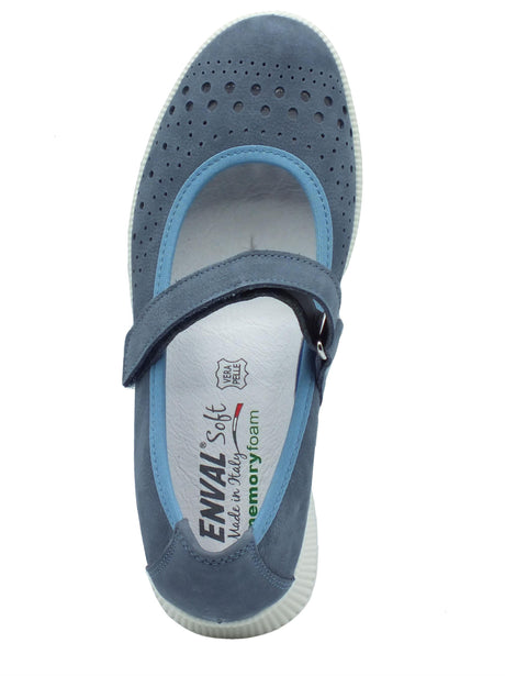 ENVAL Soft ENVAL Soft 5768811 Nabuk Codex Avio Ballerine per Donna con zeppa alta blu