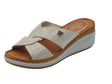 FlyFlot FlyFlot 36 J53 BG Beige Ciabatte per Donna in tessuto zeppa alta Beige