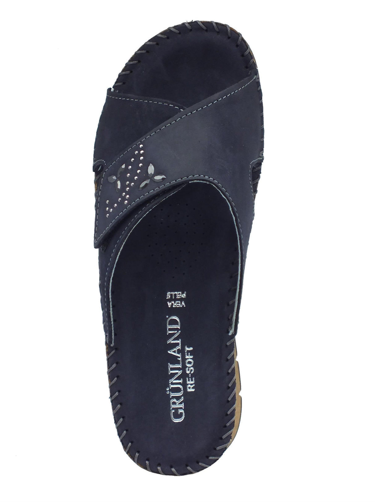 Grunland Grunland Palo CI3610 Blu Ciabatte confort per Donna in pelle con regolazione a strappo Blu