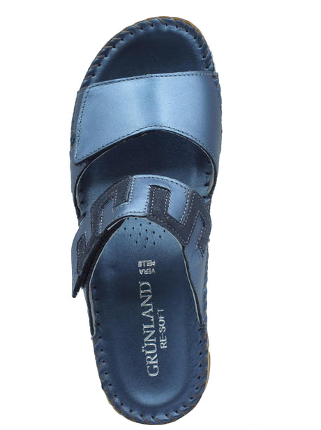 Grunland Grunland Palo CI3615 Blu Ciabatte confort per Donna in pelle con doppia regolazione a strappo Blu
