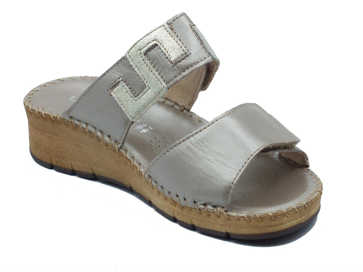 Grunland Grunland Palo CI3615 Platino Ciabatte confort per Donna in pelle con doppia regolazione a strappo Platino