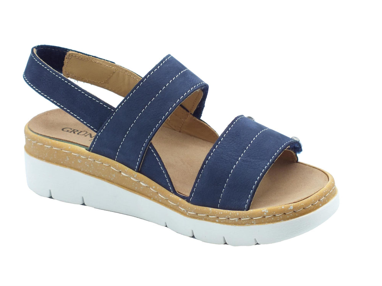 Grunland Grunland Moll SE0450 Avio Sandali per Donna in pelle con tripla chiusura a strappo Avio