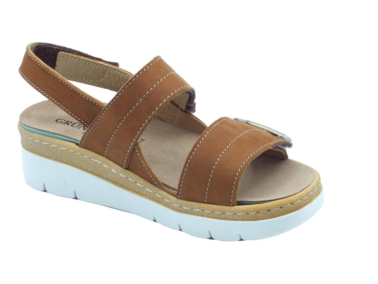 Grunland Grunland Moll SE0450 Cuoio Sandali per Donna in pelle con tripla chiusura a strappo Cuoio