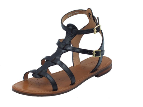 Geox Geox D45LXB Sozy Black Sandali alla schiava con tacchetto basso per Donna in pelle nera Black