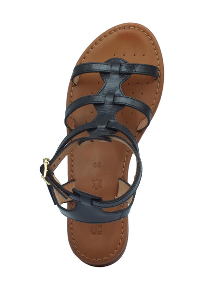 Geox Geox D45LXB Sozy Black Sandali alla schiava con tacchetto basso per Donna in pelle nera Black