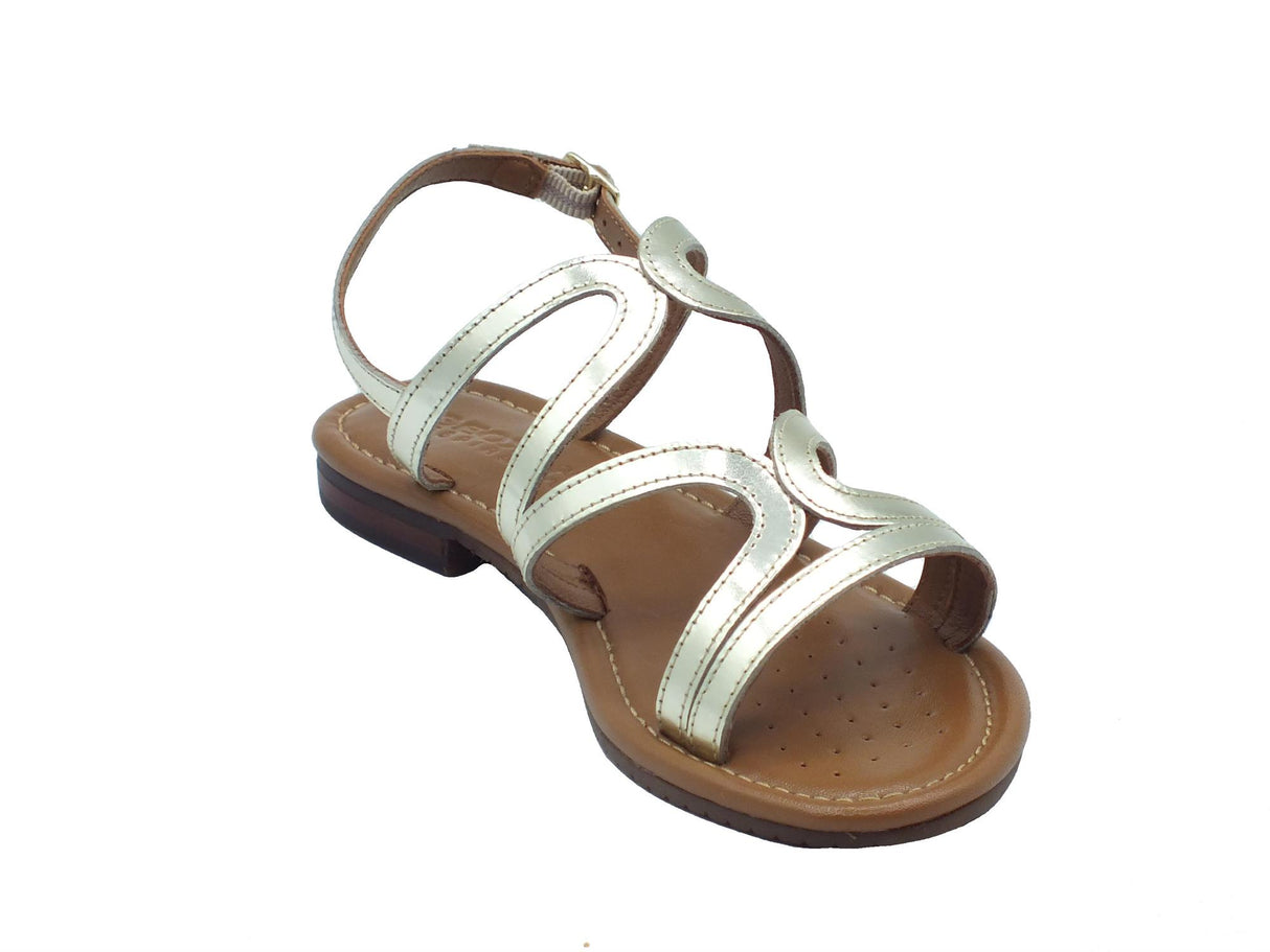 Geox Geox D45LXY Sozy Lt Gold Sandali alla schiava con tacchetto basso per Donna in pelle Oro chiaro Sozy Lt Gold