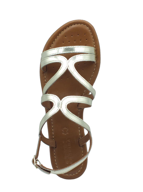 Geox Geox D45LXY Sozy Lt Gold Sandali alla schiava con tacchetto basso per Donna in pelle Oro chiaro Sozy Lt Gold