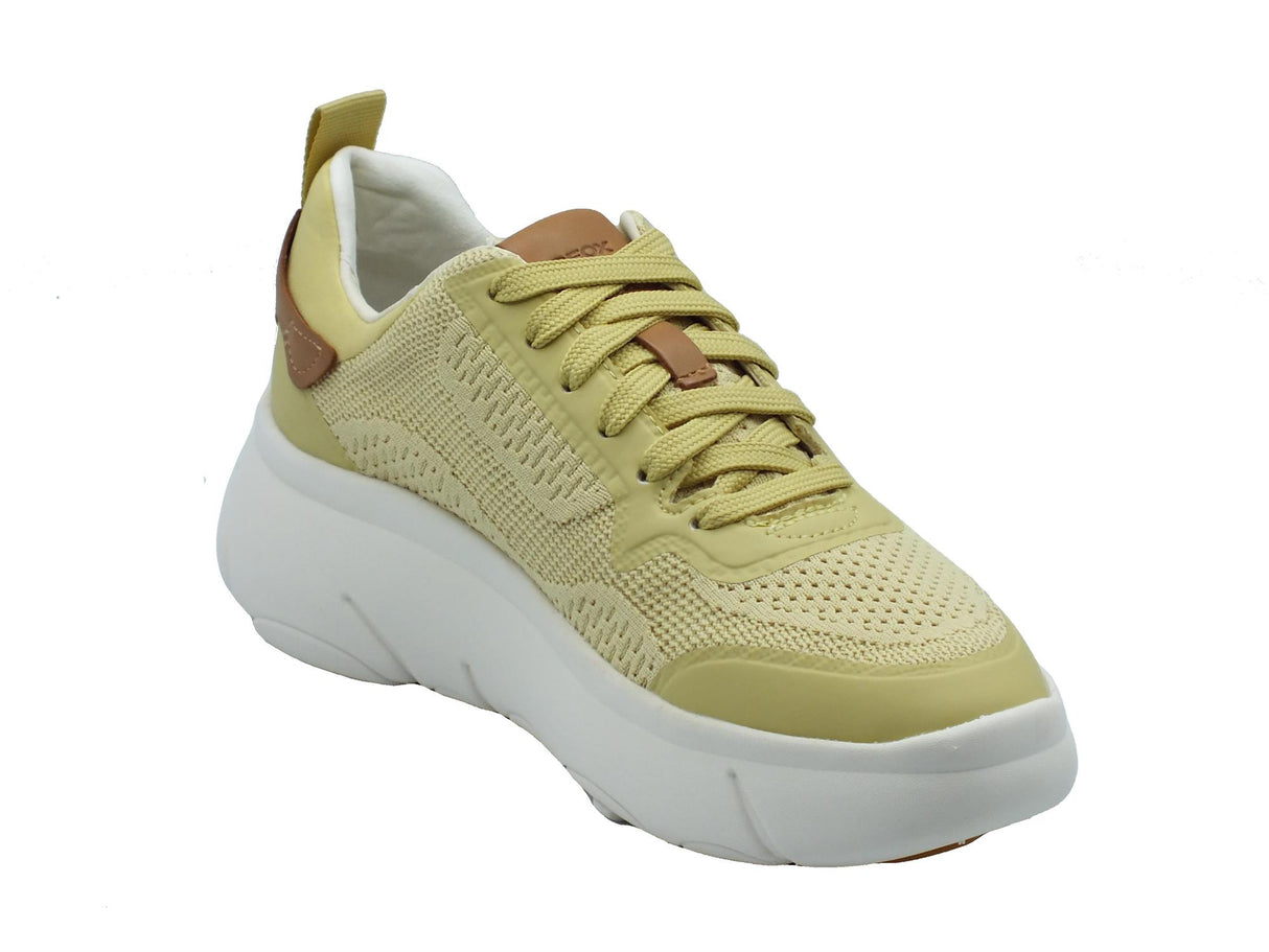 Geox Geox D45NHA Nebula Lt Yellow Sneakers per Donna in tessuto con zeppa bombata Lt Yellow