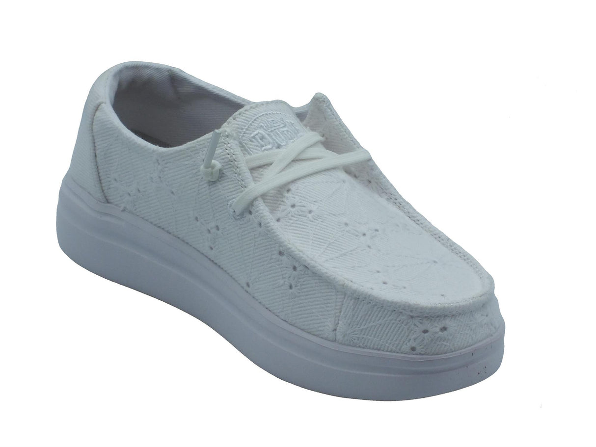 Hey Dude HeyDude 40075-9CT Wendy Rise Eyelet Chapel Bells Scarpe per Donna in tessuto tipo sangallo bianco Chapel Bells