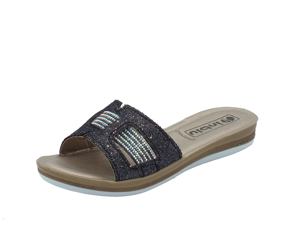 InBlu InBlu BA000050 Nero Ciabatte per Donna in ecopelle Nero