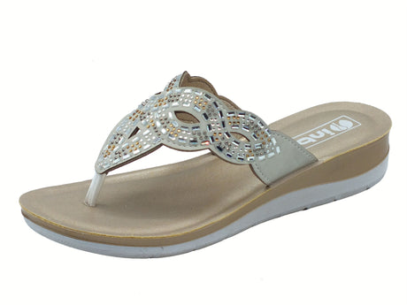 InBlu InBlu BV000044 Ghiaccio Infradito per Donna con strass Ghiaccio