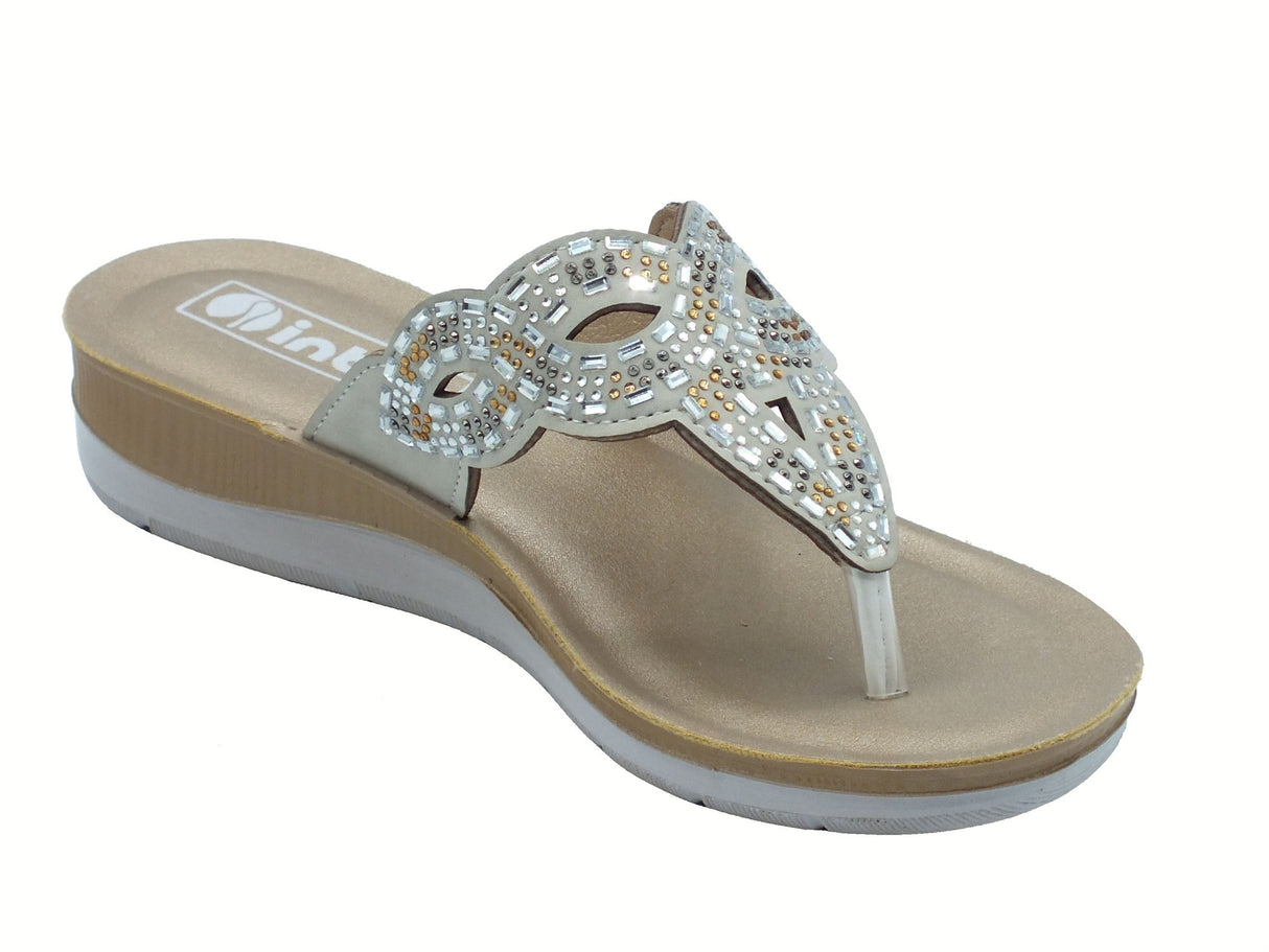 InBlu InBlu BV000044 Ghiaccio Infradito per Donna con strass Ghiaccio