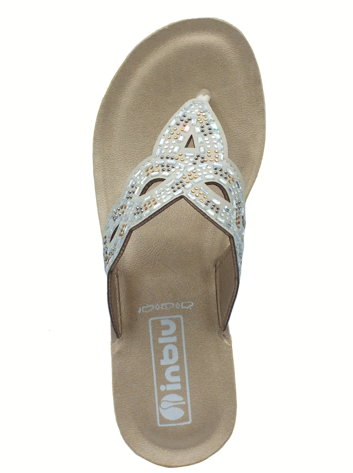 InBlu InBlu BV000044 Ghiaccio Infradito per Donna con strass Ghiaccio