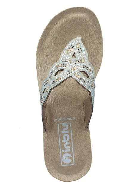 InBlu InBlu BV000044 Ghiaccio Infradito per Donna con strass Ghiaccio