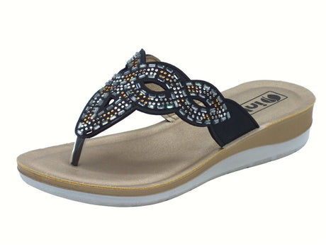 InBlu InBlu BV000044 Nero Infradito per Donna con strass nero