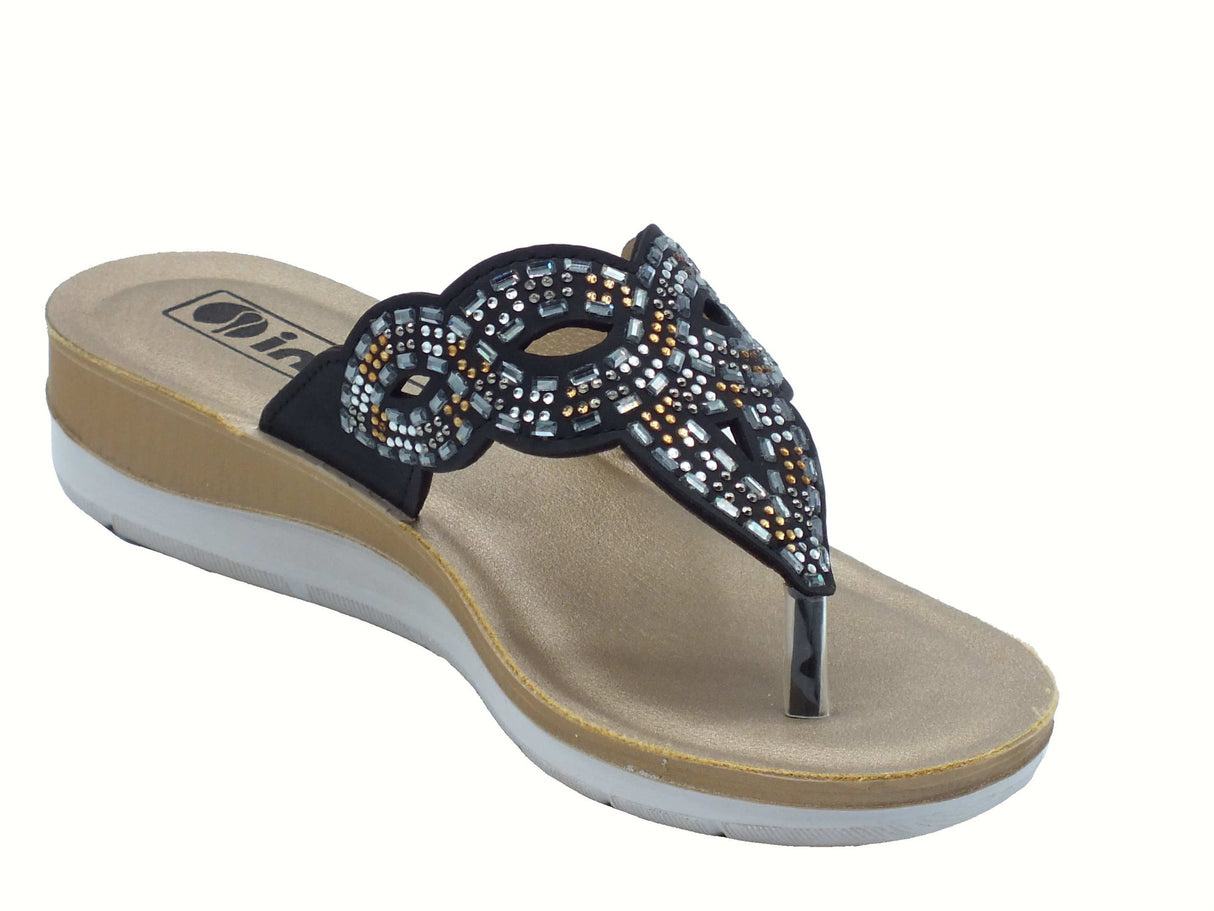 InBlu InBlu BV000044 Nero Infradito per Donna con strass nero
