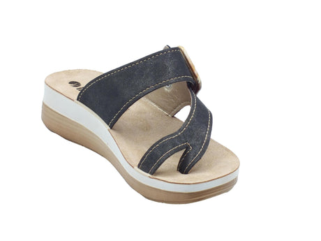 InBlu InBlu FT000015 Nero Infradito per Donna in ecopelle marrone con sottopiede in pelle soft Nero