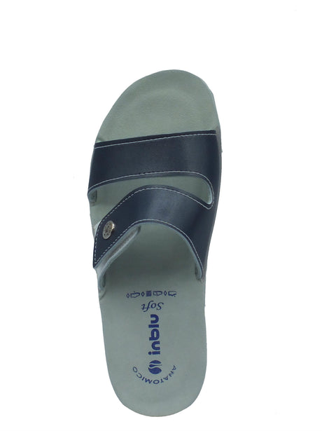 InBlu InBlu VR000063 Blu Ciabatte per Donna in ecopelle con chiusra a strappo e zeppa bassa Blu