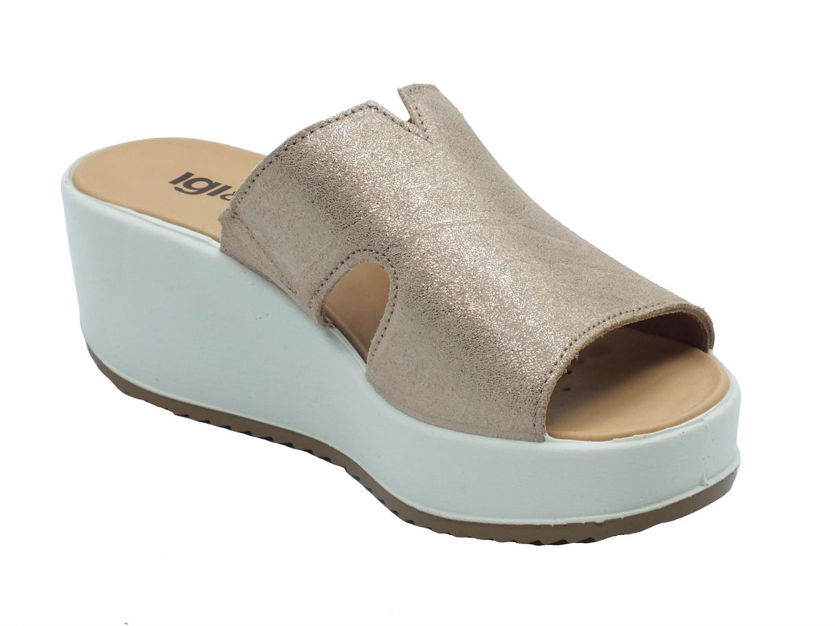 Igi&Co Igi&Co 5668633 Scamosciato Beige Sandali Scalsati per Donna in pelle con zeppa alta Beige