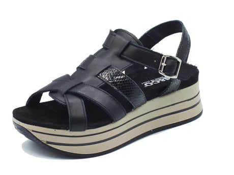 Igi&Co Igi&Co 5678900 Nappa Nero Sandali per Donna in pelle con fibietta e zeppa media Nero