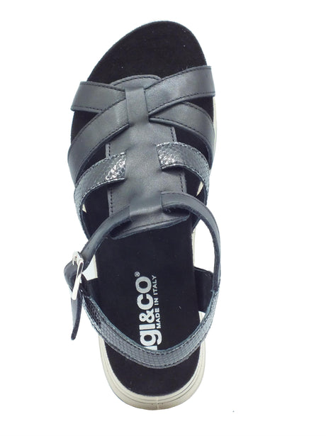 Igi&Co Igi&Co 5678900 Nappa Nero Sandali per Donna in pelle con fibietta e zeppa media Nero
