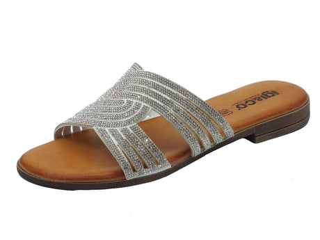 Igi&Co Igi&Co 5682444 London Latte Sandali Scalsati per Donna in pelle con brillantini argento tacco basso Latte